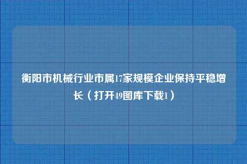 衡阳市机械行业市属17家规模企业保持平稳增长（打开49图库下载1）